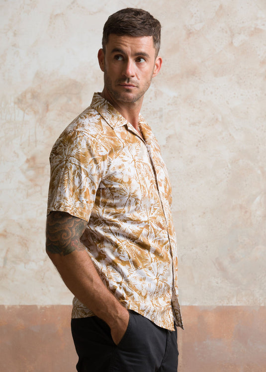 Casual Wear Printed Cuban Collar S/S Shirt