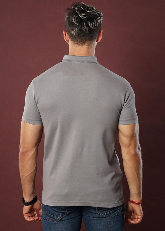 Fossil Grey Polo T-Shirt (Slim)
