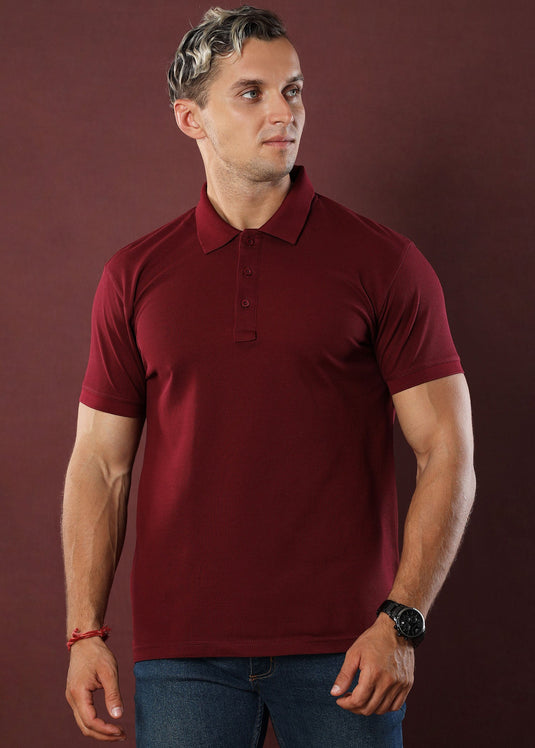 Maroon Polo T-Shirt (Slim)