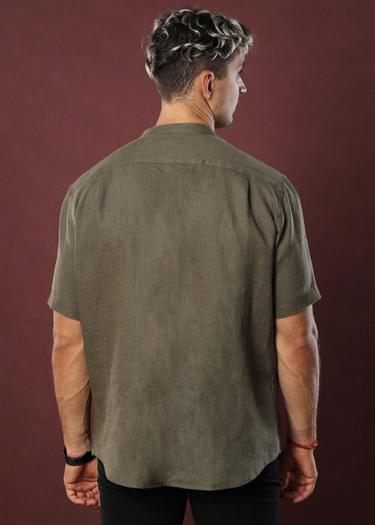 Linen Tyler S/S Shirt (Olive)