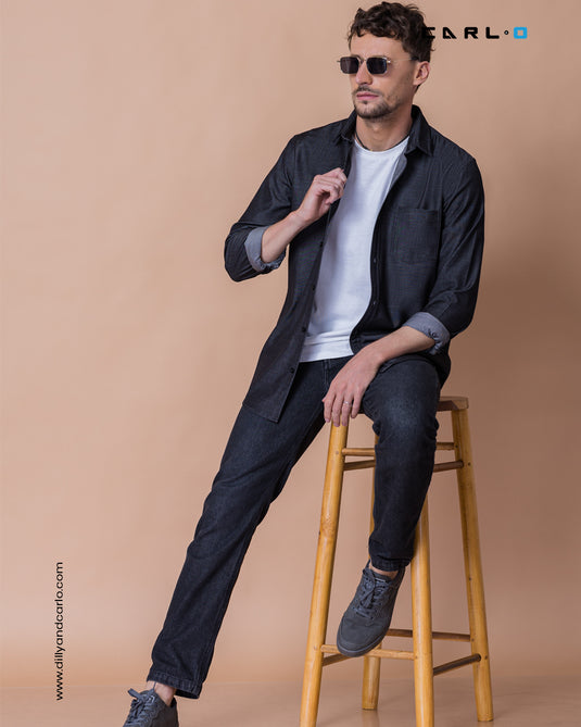 Heavy Wash Chambray Long Sleeve Shirt