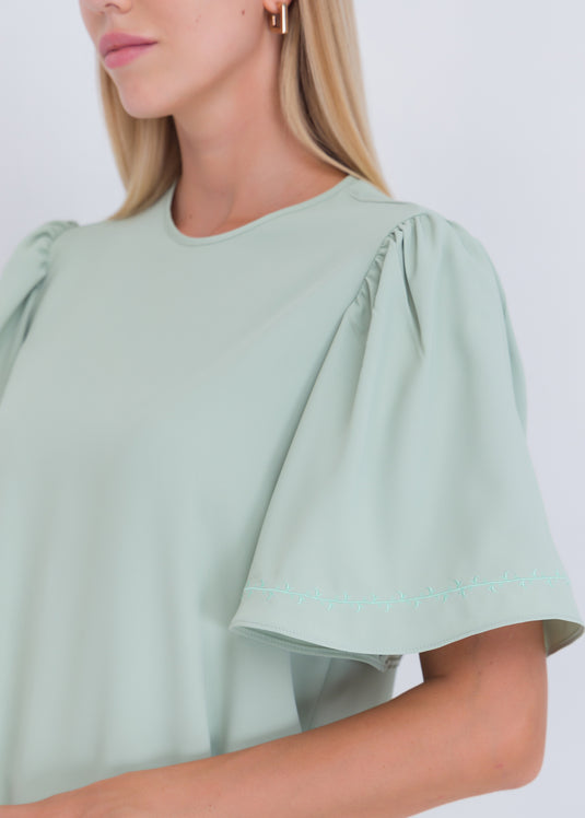 Blouse With Embroidered Sleeves