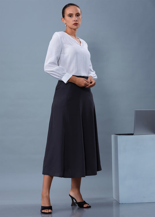 Cut Panel Detailed Midi Skirt