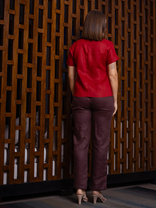 Cut panel detailed premium linen pant