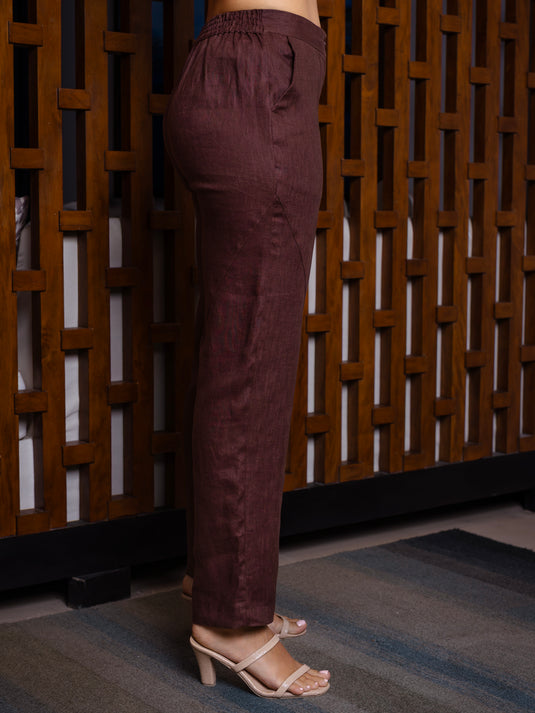 Cut panel detailed premium linen pant