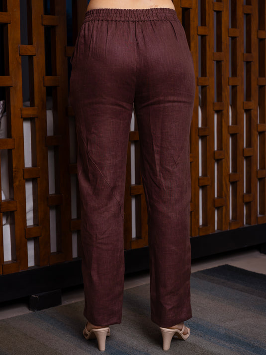 Cut panel detailed premium linen pant