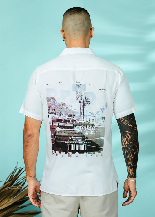 Graphic Printed Cuban Collar Shirt