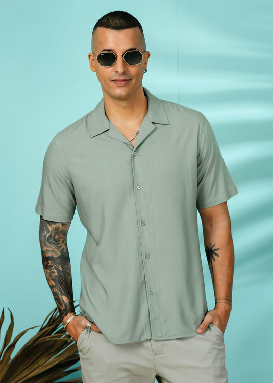 Graphic Printed Cuban Collar Shirt