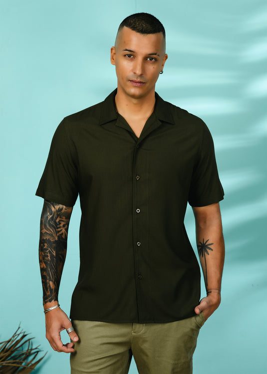 Graphic Printed Cuban Collar Shirt