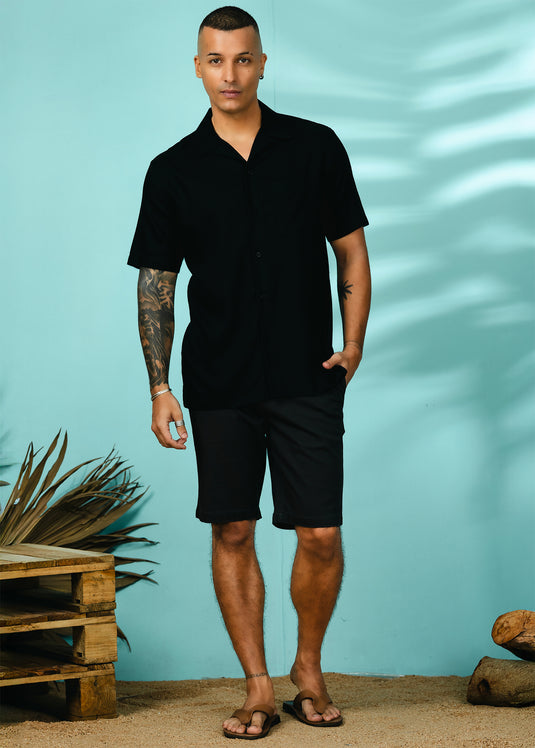 Graphic Printed Cuban Collar Shirt