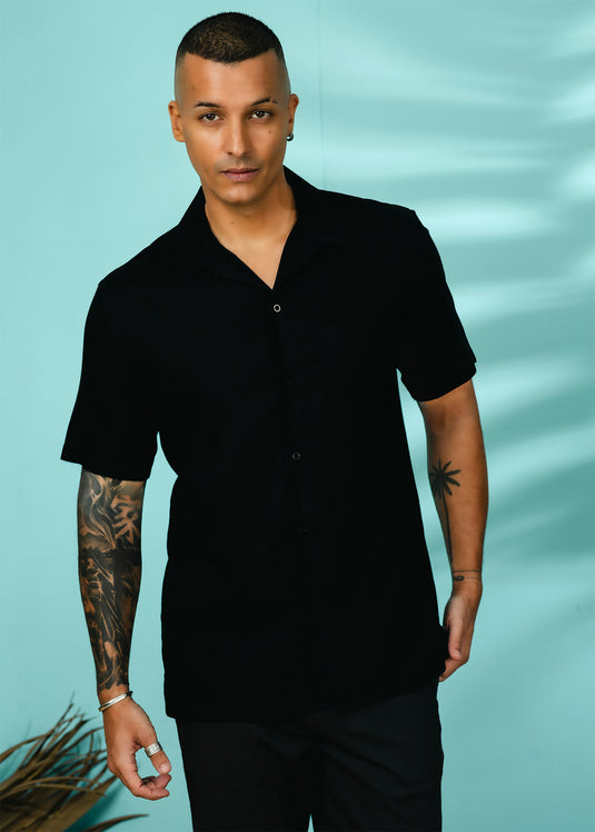 Graphic Printed Cuban Collar Shirt