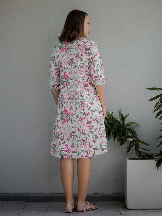 Printed V neck dress