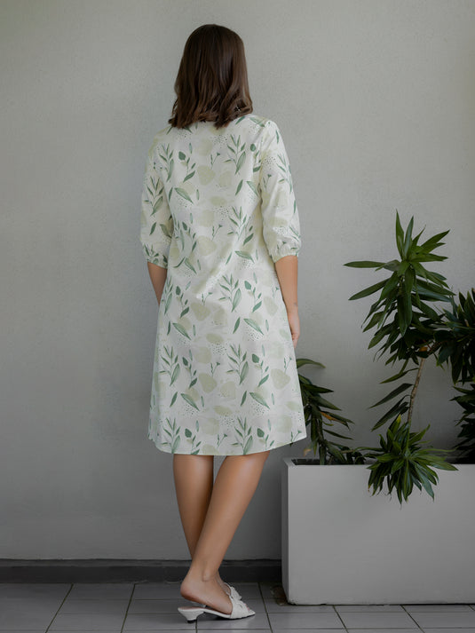 Printed V neck dress