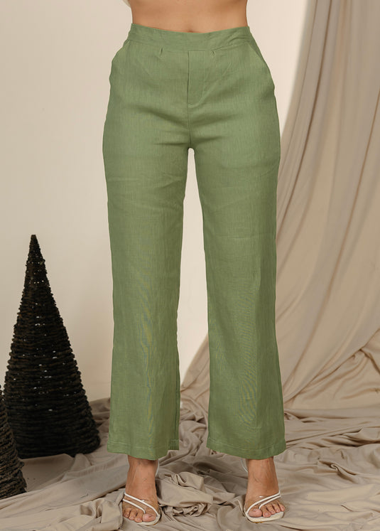 Basic Linen Pant With Elasticated Back