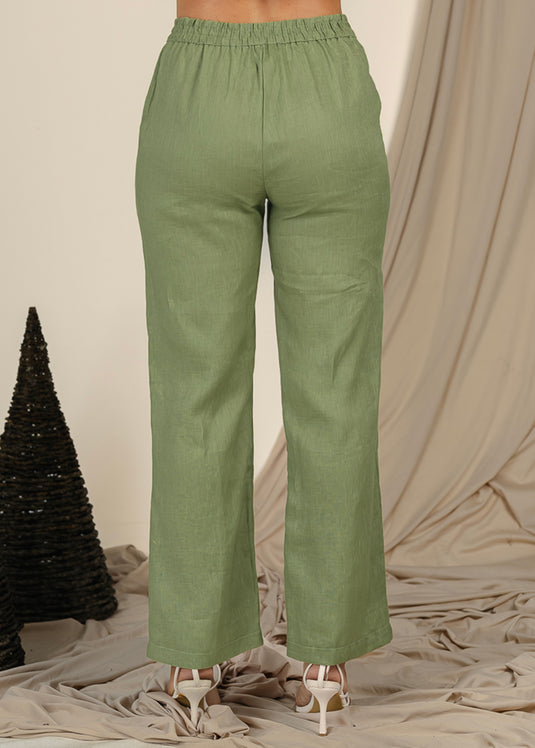 Basic Linen Pant With Elasticated Back