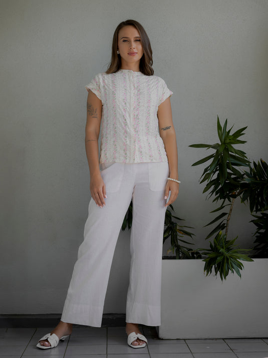 Basic blouse with mandarin collar