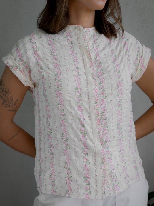 Basic blouse with mandarin collar