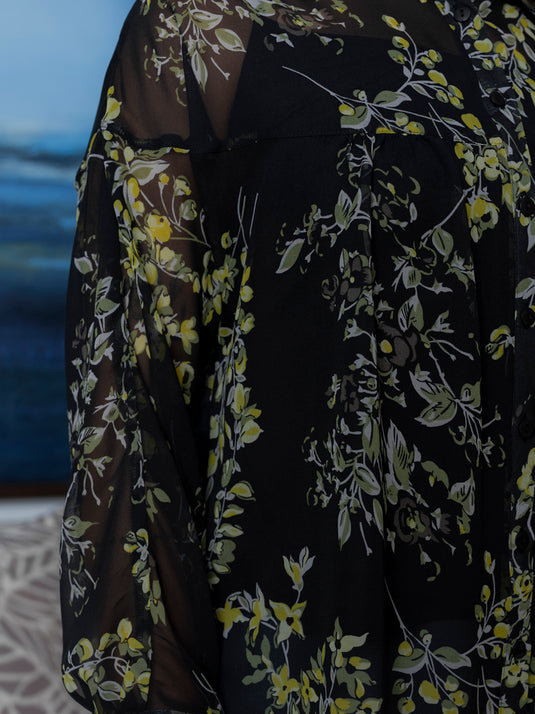 Cut panel detail flowy blouse