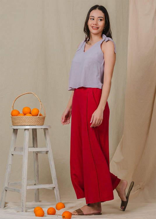 Crop top with shoulder tie ups