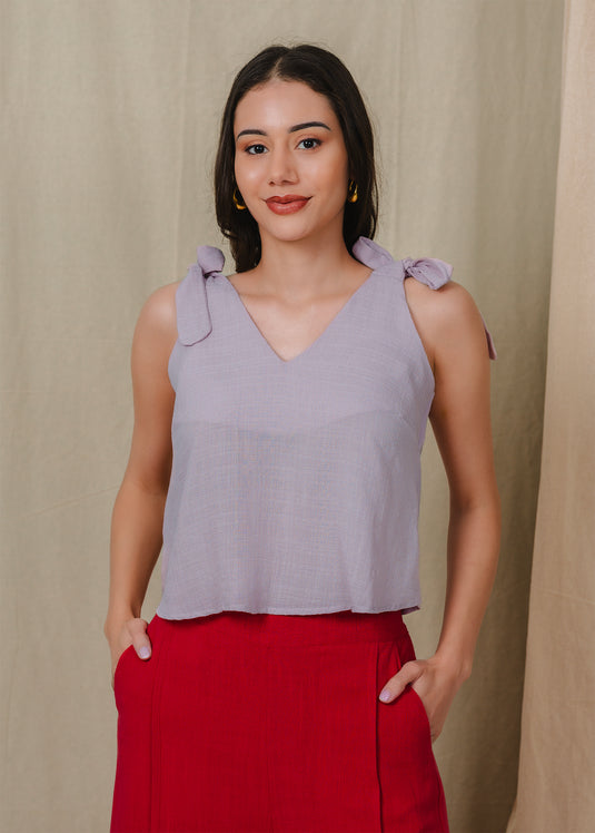 Crop top with shoulder tie ups