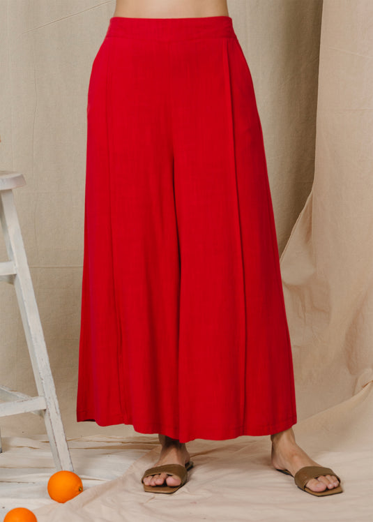 Wide leg high waisted pant with pintucks