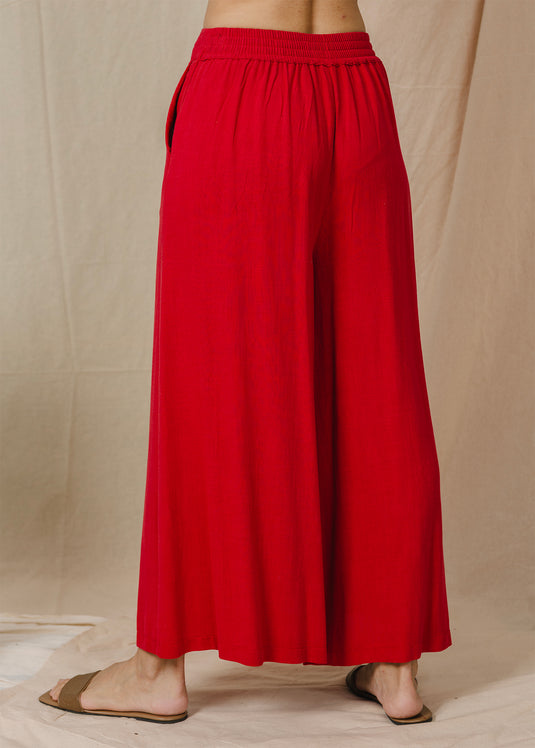 Wide leg high waisted pant with pintucks