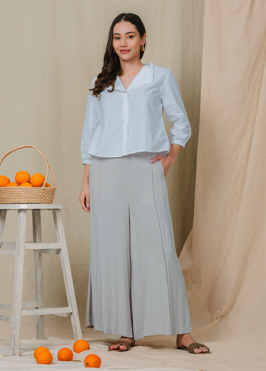 Button down blouse with frill detail