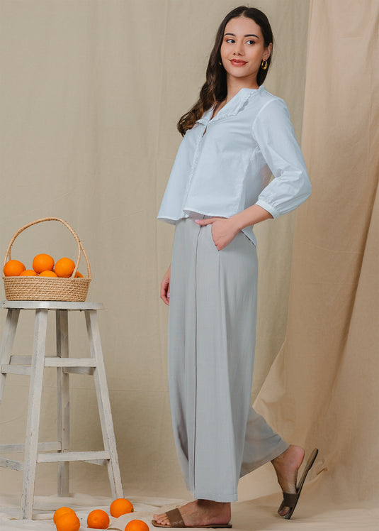 Button down blouse with frill detail