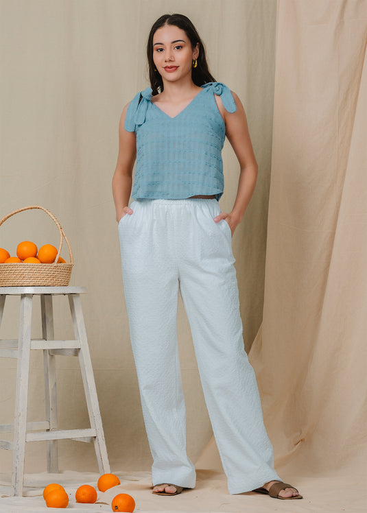 Crop top with shoulder tie ups