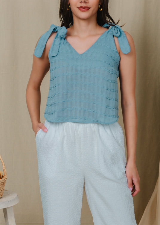 Crop top with shoulder tie ups