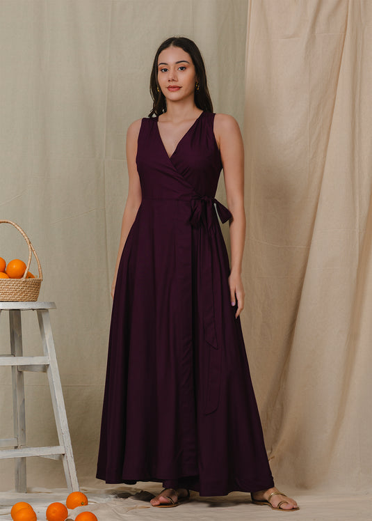 Sleeveless maxi wrap dress