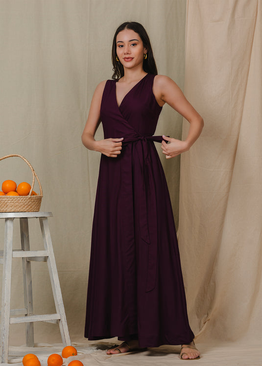 Sleeveless maxi wrap dress