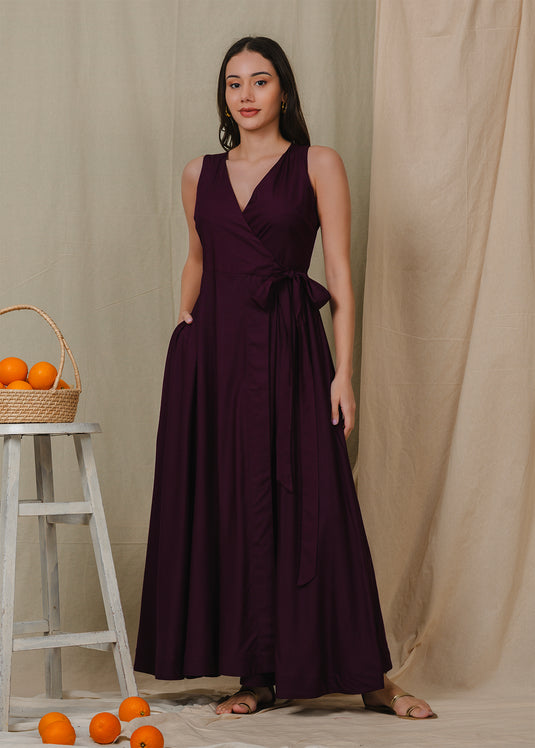 Sleeveless maxi wrap dress