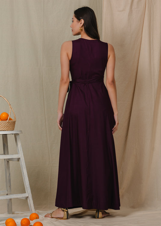 Sleeveless maxi wrap dress