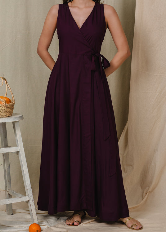 Sleeveless maxi wrap dress