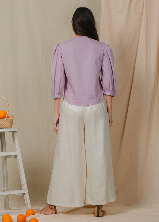 Puff sleeve button down blouse