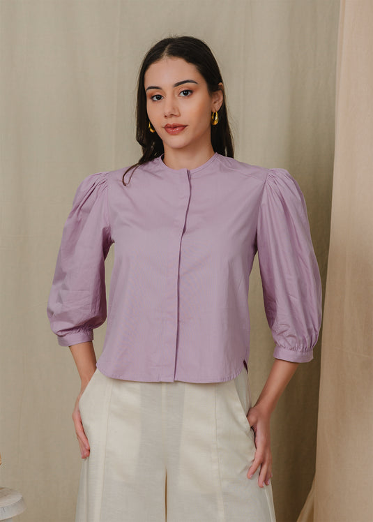 Puff sleeve button down blouse