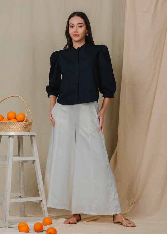 Puff sleeve button down blouse