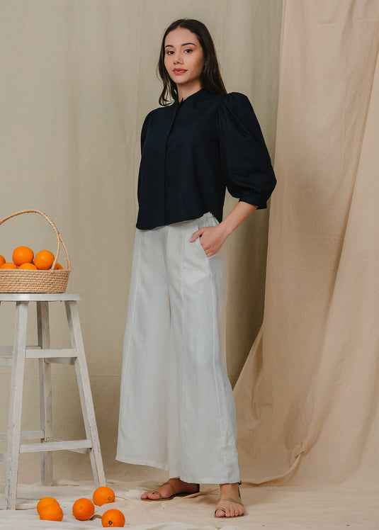 Puff sleeve button down blouse