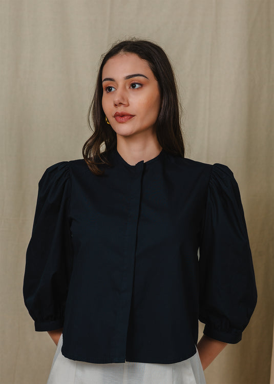Puff sleeve button down blouse