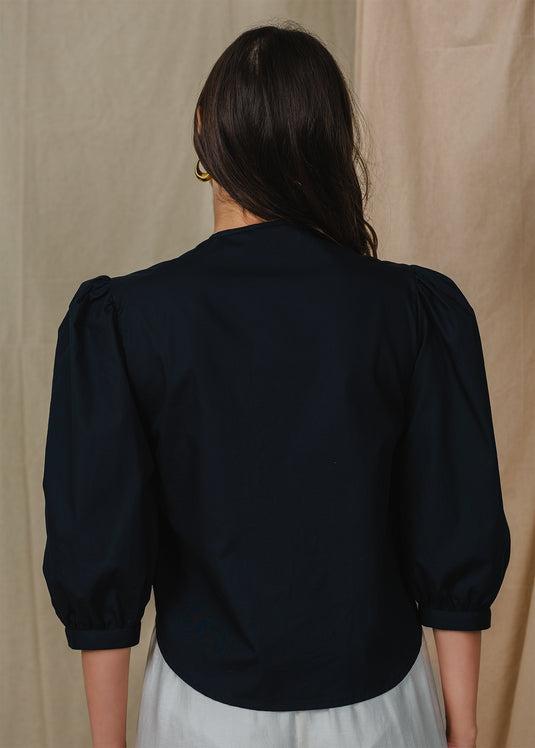 Puff sleeve button down blouse