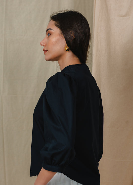 Puff sleeve button down blouse