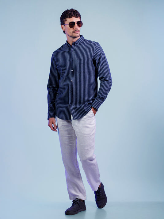 Casual Wear Stripe Long Sleeve Shirt