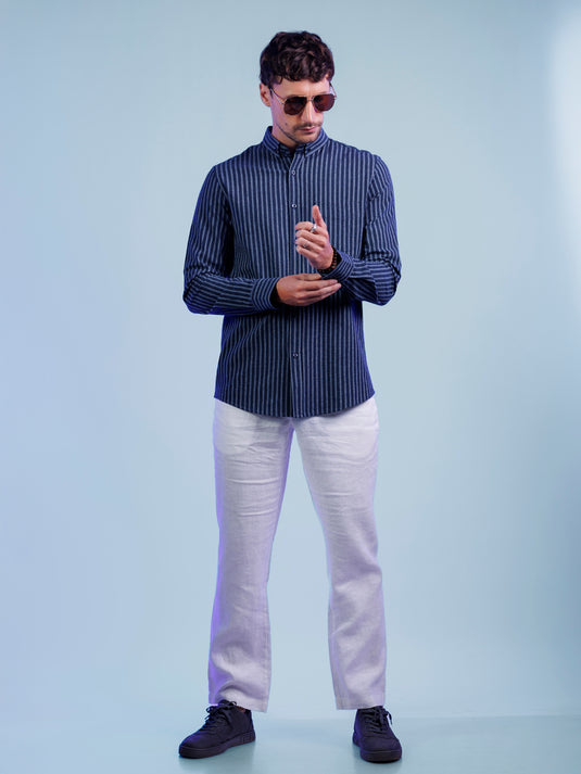 Casual Wear Stripe Long Sleeve Shirt
