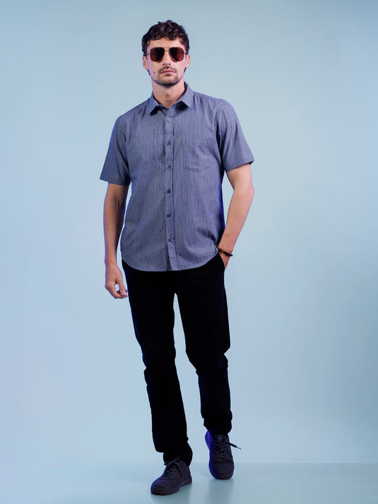 Casual Wear Stripe Short Sleeve Shirt