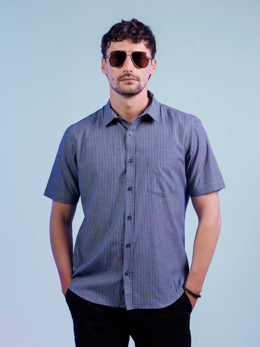 Casual Wear Stripe Short Sleeve Shirt