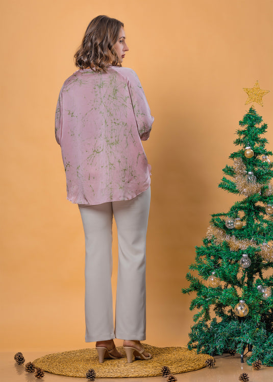 Silk kaftan with short placket