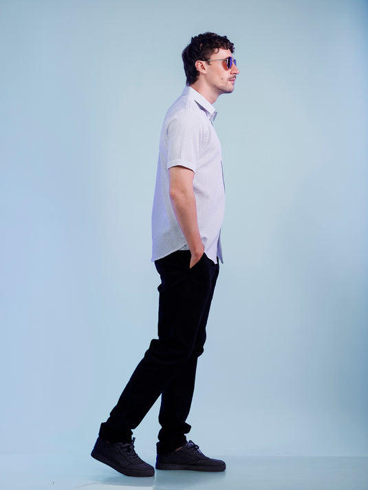 Casual Wear Stripe Short Sleeve Shirt