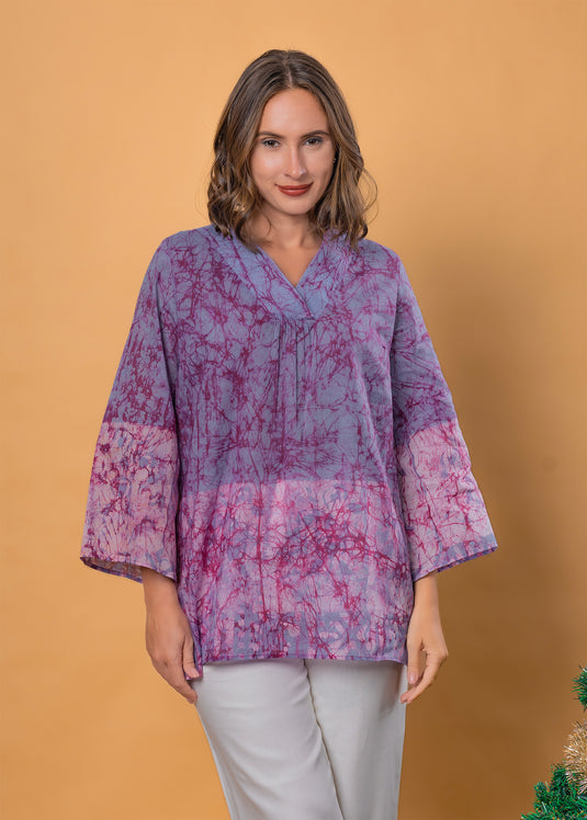 Batik bell sleeve top