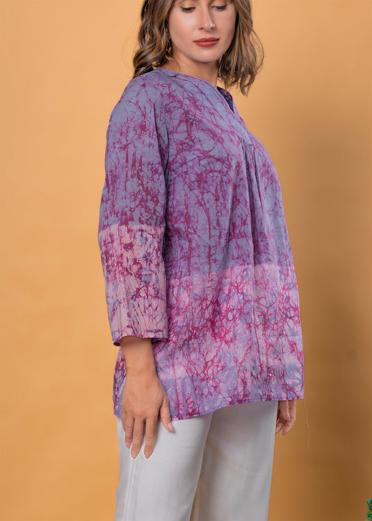 Batik bell sleeve top